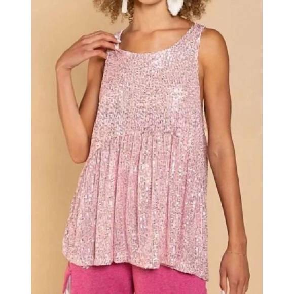 POL Floral Patch Ruffled Sleeveless Top with Raw Edge Detail main image 1